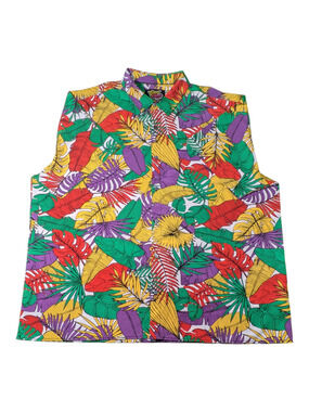 Good Vibes - Button Up Colorful Sleeveless Blouse - Size 4XL - Summer Outfit
